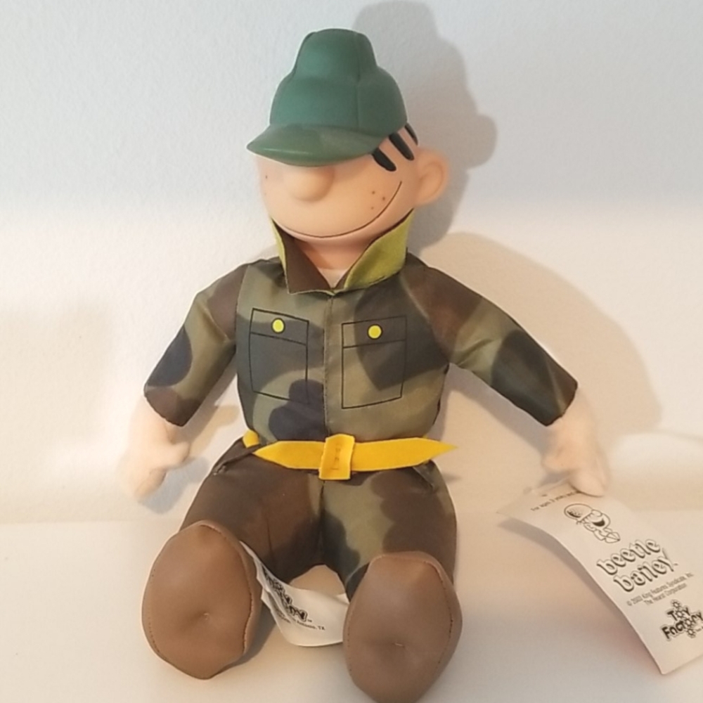 Beetle Bailey Sarge Plush Doll Toy vinyl Face